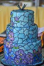 Stained Glass, Floral, Decorated Cake
