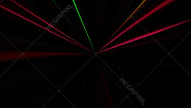 Gleaming rays flash laser lights multicolor lines