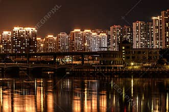 Night view of Yitong River, Changchun, China
