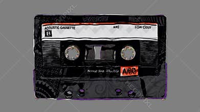 Cartoon Audio Cassette in Stop Motion Alpha Channel