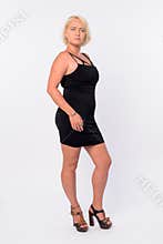 Full body shot of beautiful woman with short blond hair