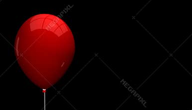 Empty Red Balloon With Light Reflections - Isolated On Black Background