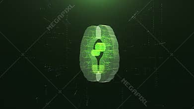 Scan Brain with Idea Bulb and AI Gears