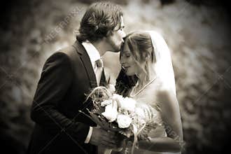 Wedding kiss very romantic