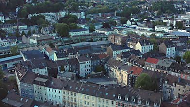 Aerial flyover of an housing area in a german city - wuppertal nordrhein westfalen