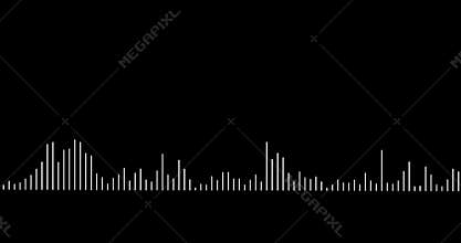 Blue digital equalizer audio sound waves on black background, stereo sound effect signal with vertical