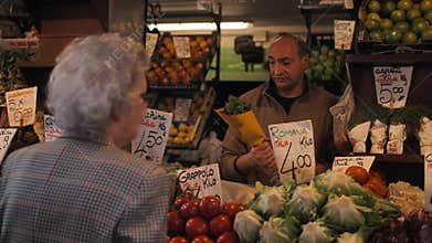 Street market in Venice. Locals buy vegetables and fruits
