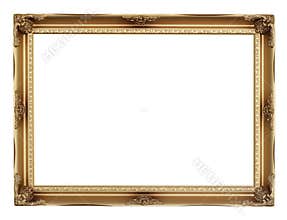 Golden frame isolated on white background. Decorative vintage frames and borders,clipping path
