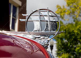 Closeup of a 1934 Plymouth Hood Ornament