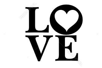 Lettering love on white background. Happy valentines day. Illustration design
