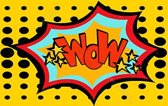 Comic speech bubble, cartoon. Word wow. Vintage style