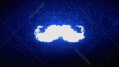 Mustache Symbol Digital Pixel Noise Error Animation.