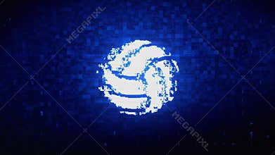 Play Volleyball Game Ball Symbol Digital Pixel Noise Error Animation.