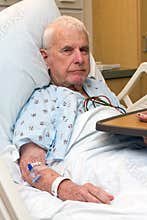 Elderly hospital patient finished dinner
