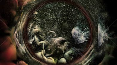 Ink swirl astrology prediction brown gray circle