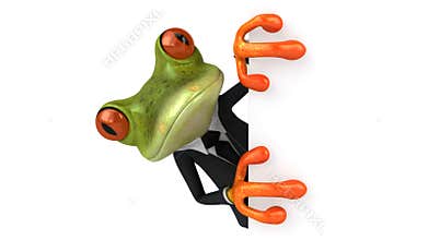 Fun frog with a blank sign - 4K Animation