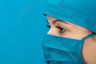 Nurse doctor blue woman healthcare medical