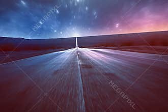 Street below star sky