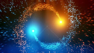 Blue Orange Particles Spiral Circles with Trail Intro Logo Background