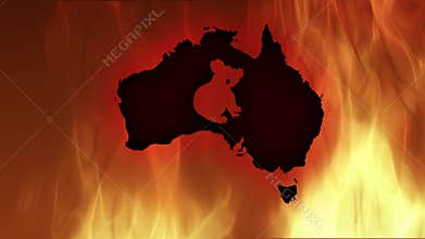 Fires in Australia. Video in motion vector illustration.