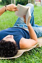 Young man reading