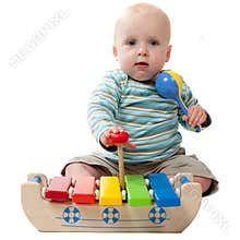 Baby Boy Playing with Xylophone