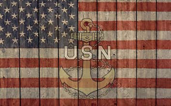 Vintage american flag and navy insignia