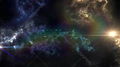 Fantastic outer space with stars and clusters of celestial bodies. Lots of vokurug stars.