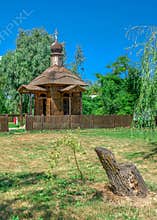 Wooden chapel in the city of Vilkovo, Ukraine