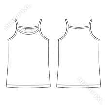 Technical sketch t-shirt tank top for women. Girl t shirts underwear
