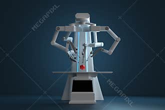 Robot surgeon, robotic equipment. Minimally invasive surgical innovation with three-dimensional overview. technology, the future