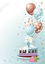 Slice Of Birthday Cake With Balloons