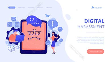 Internet trolling concept landing page.