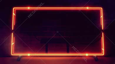 Neon Frame Placeholder. Empty space. Retro bright look. Frame made of neon lights