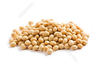 Soya beans on white background