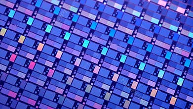 Shinning light over 6` silicon wafer. Macro