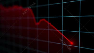 On the stock market, the share price falls. Falling prices of securities. Loss of assets in equities stock. Decreasing