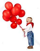Boy with red ballons.