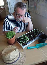 Senior gardener waiting for quarantine