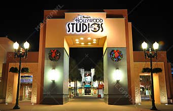 Gate of Disney Hollywood Studios at night