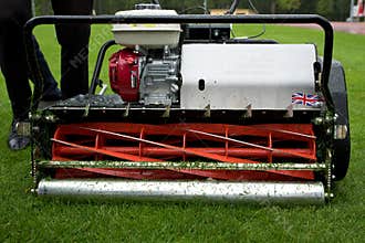 Spindle mower on the lawn