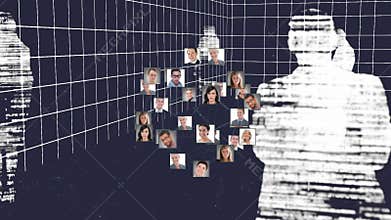 Animation of networks of connections of multiple photos forming a globe