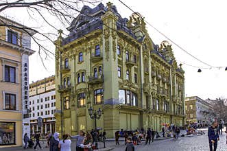 ODESSA, UKRAINE. APRIL 14, 2018. Hotel Bolshaya Moskovskaya at the final stage of restoration