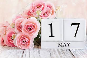 May 17th Calendar with Pink Ranunculus