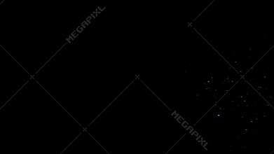 4K. Disintegration Of Golden Digital Brain On Black Background With Alpha Matte.