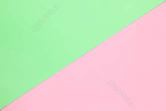 Abstract festive spring flat lay. Pastel two-color paper background pink and green, copy space. March 8, February 14, Birthday, St