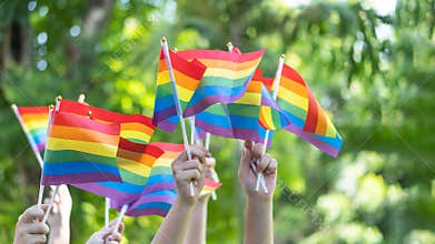 LGBT pride or Gay pride with rainbow flag for lesbian, gay, bisexual, and transgender people human rights social equality movement