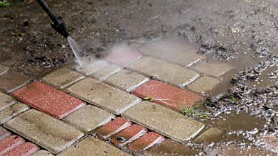 Washing services - block paving cleaning with high pressure washer