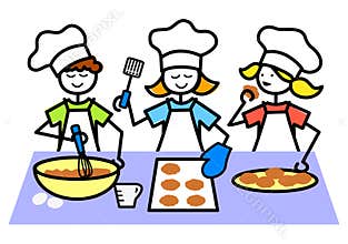 Cartoon Kids Baking Cookies/eps