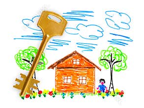 Drawing house and key